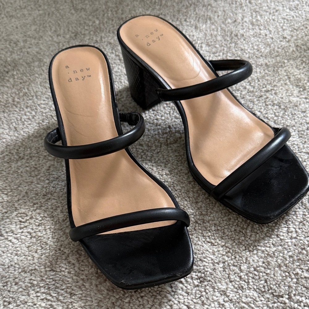 A New Day Black Strappy Heels